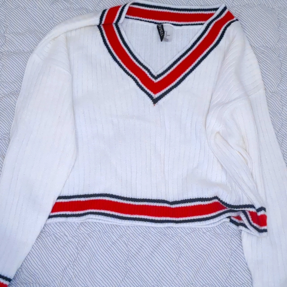Divided v neck old money sweater